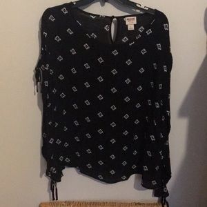 Black peek-a-boo sleeve blouse